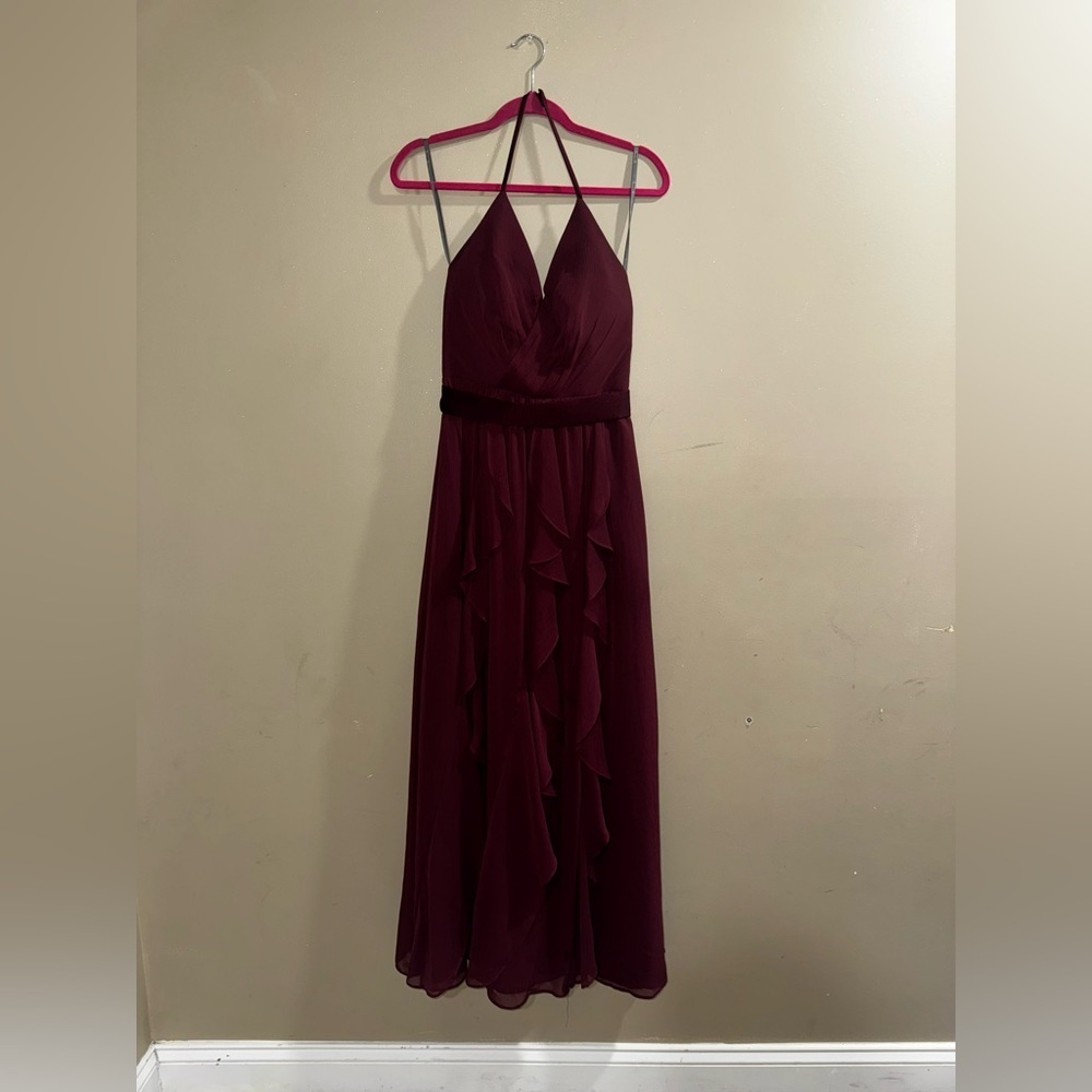 Vera Wang Deep Burgundy Halter Backless Dress - Picture 1 of 9